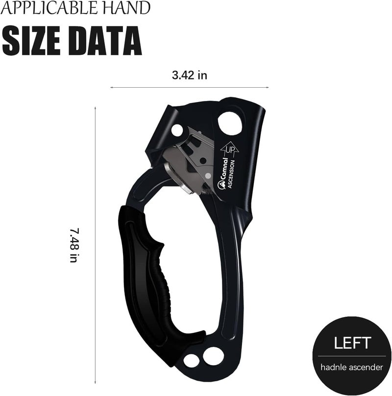 CAMNAL UIAA & CE Certified Hand Ascender for 8–13mm Rope, Rope Clamp for Rock Climbing, Tree Climbing, Arborist, Rappelling Gear – Left/Right Hand - Image 2